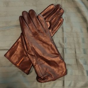 Brown leather gloves